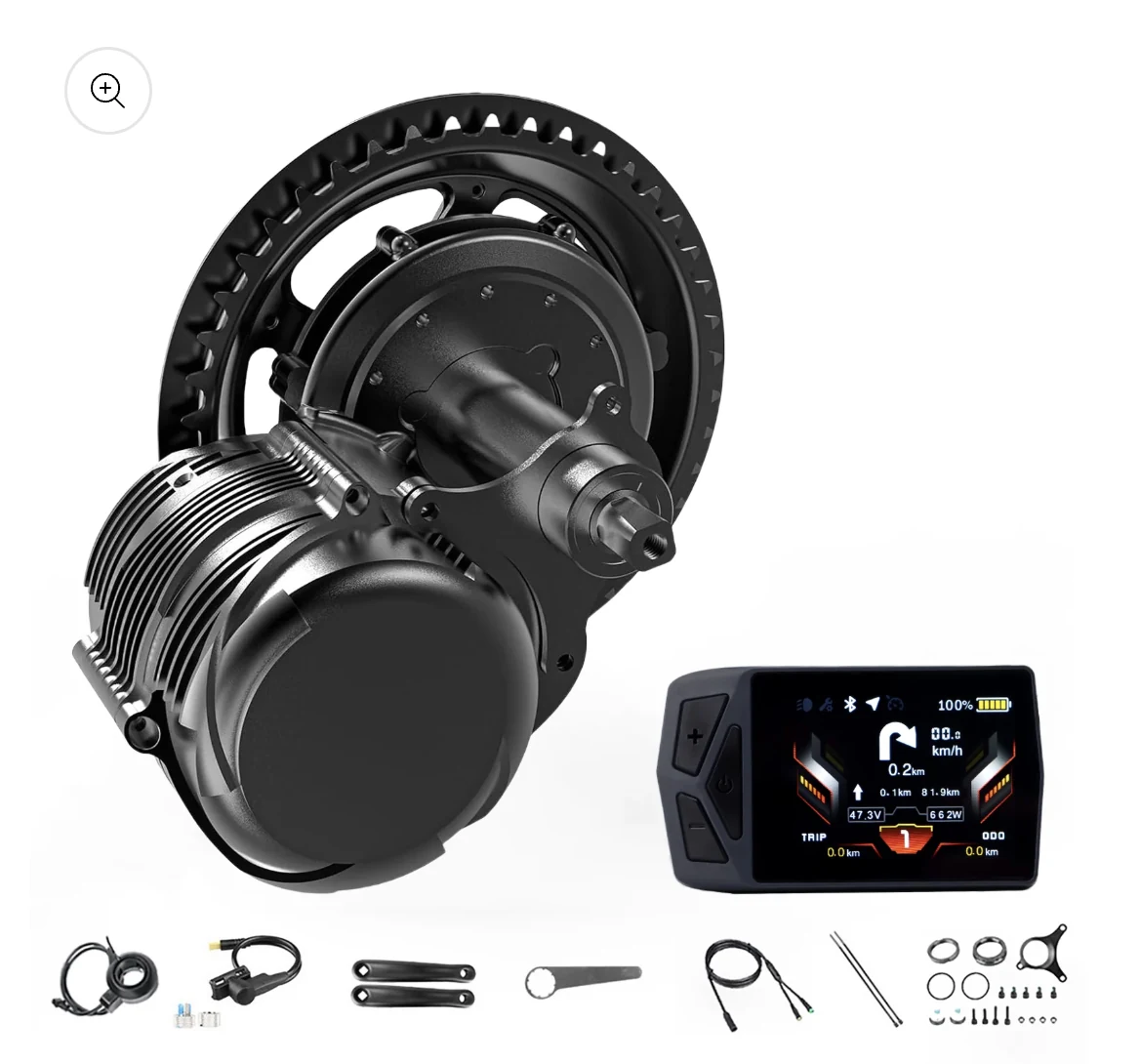 E-bike motor kit with display and parts